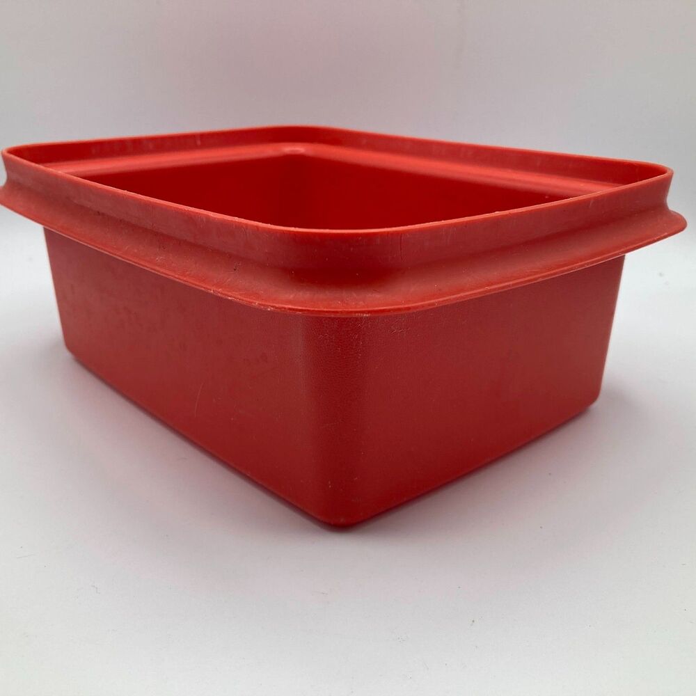 Vintage Tupperware Orange Red Pack N Carry Lunch Box 1254-9 - Picture 9 of 10